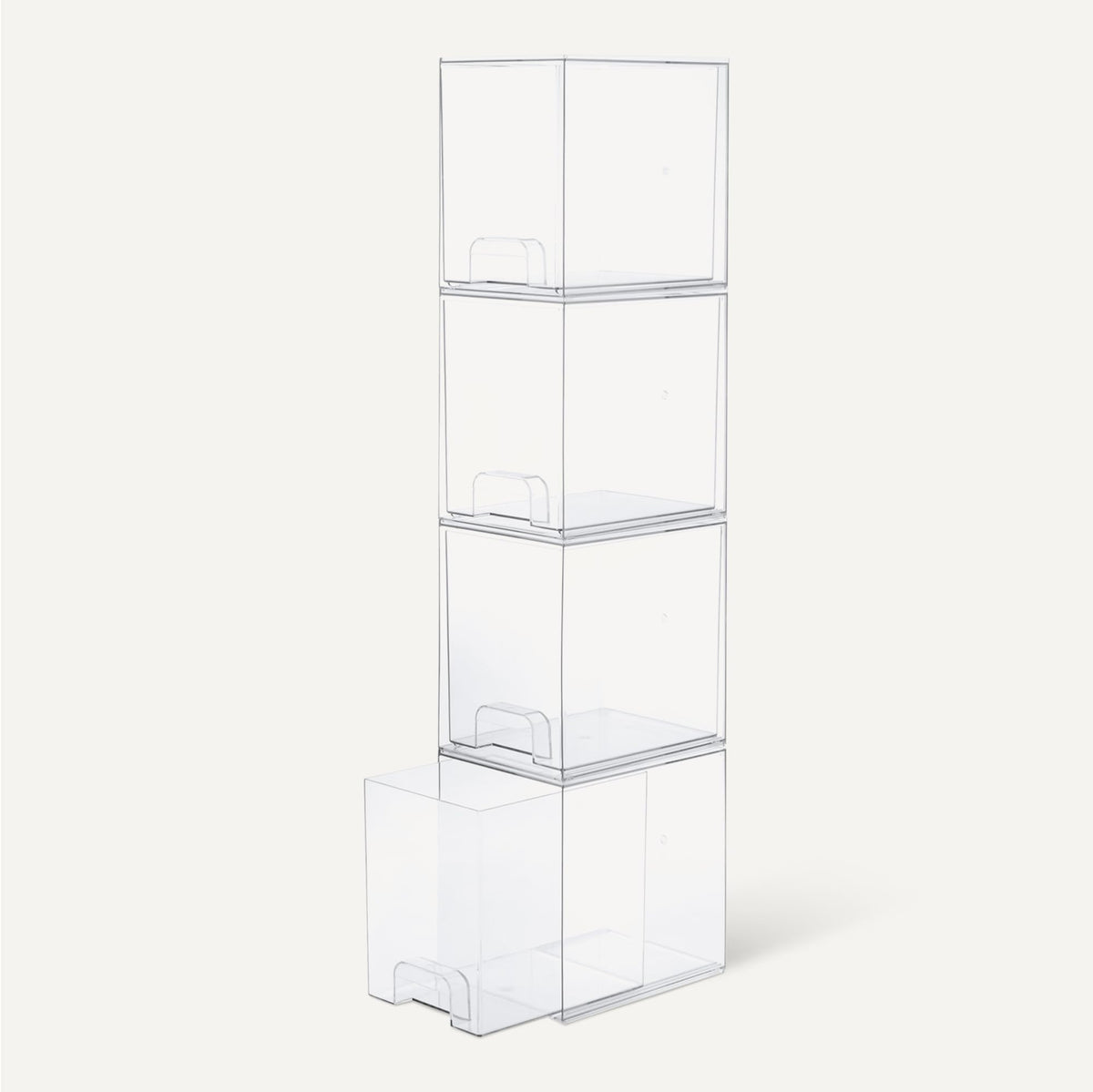 Stackable Plastic Storage Makeup Organizer Drawers, Clear, 7.5" x 6" x 4.5", 4-Pack