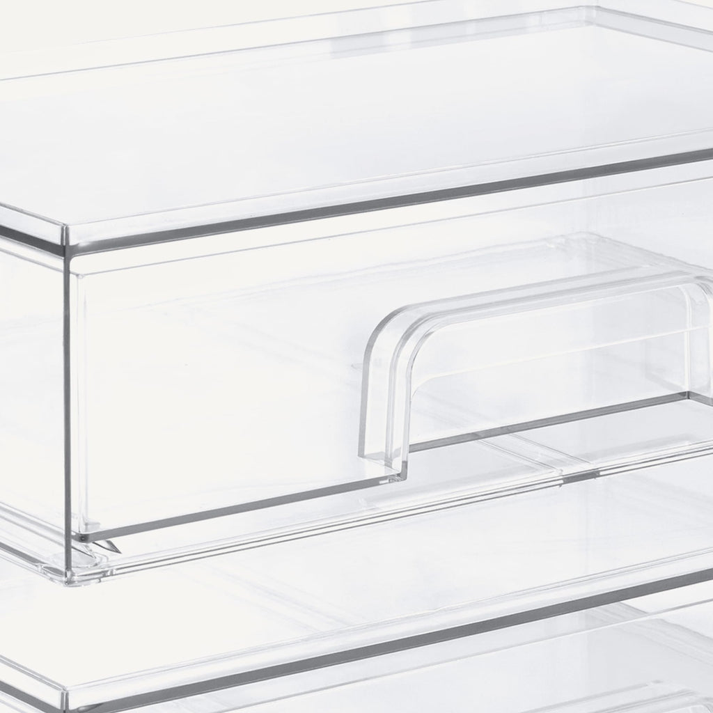 Stackable Plastic Storage Makeup Organizer Drawers, Clear, 7.5" x 6" x 4.5", 4-Pack