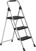 Folding 3 Step Portable Ladder with Wide Anti-Slip Pedal, Black