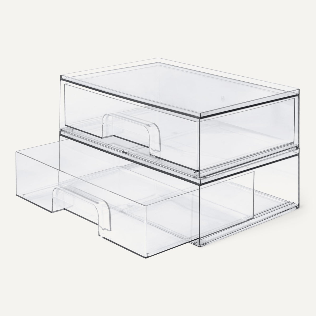 Stackable Plastic Storage Makeup Organizer Drawers, Clear, 7.5" x 6" x 4.5", 4-Pack