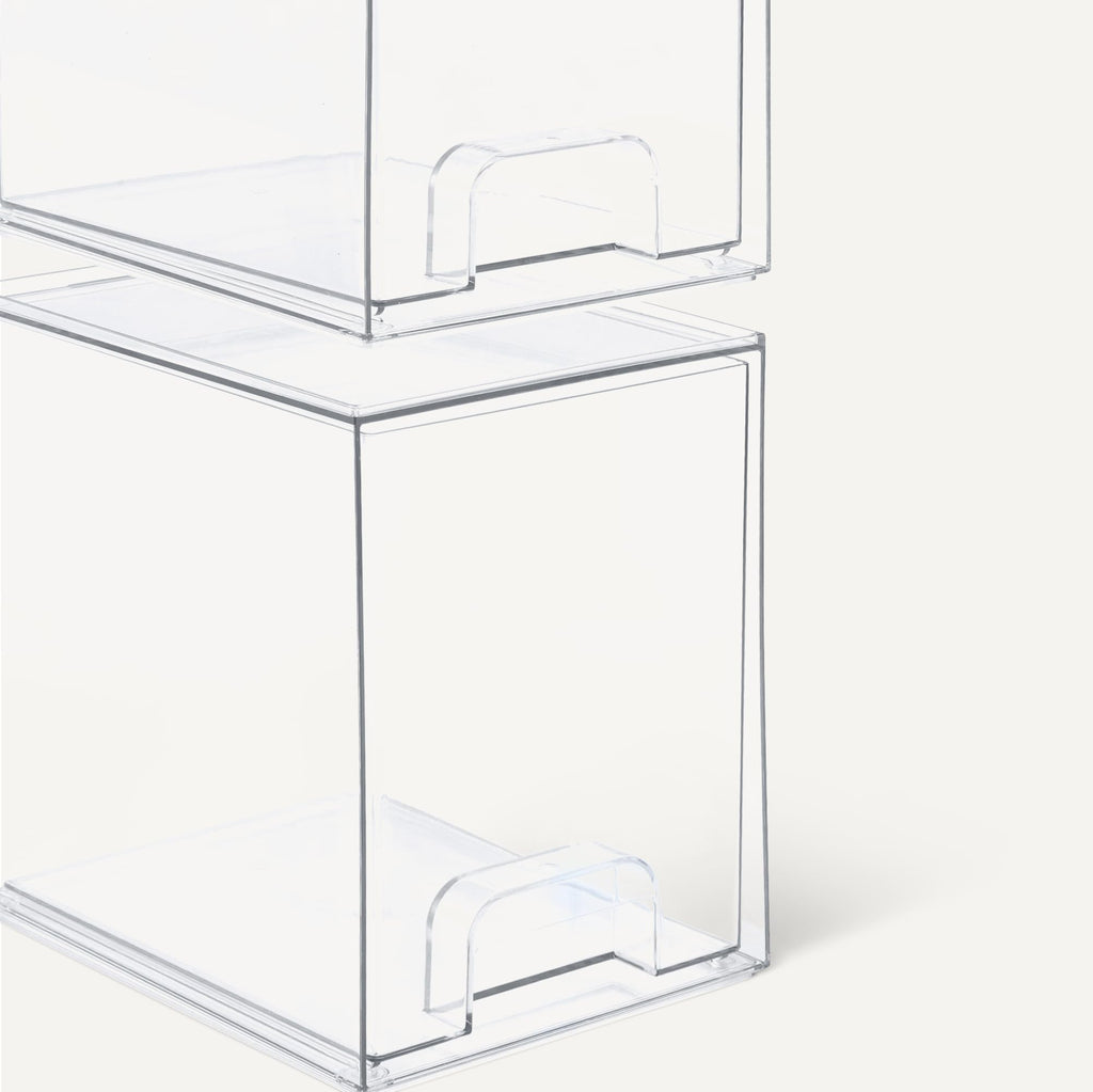Stackable Plastic Storage Makeup Organizer Drawers, Clear, 7.5" x 6" x 4.5", 4-Pack